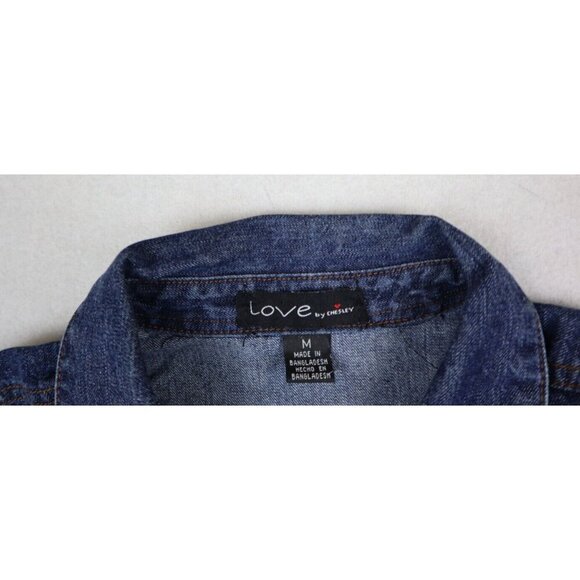 WOMEN'S DARK WASH DENIM TUNIC SHIRT DRESS - LONG SLEEVE - LOVE BY CHESLEY - M - Picture 8 of 10